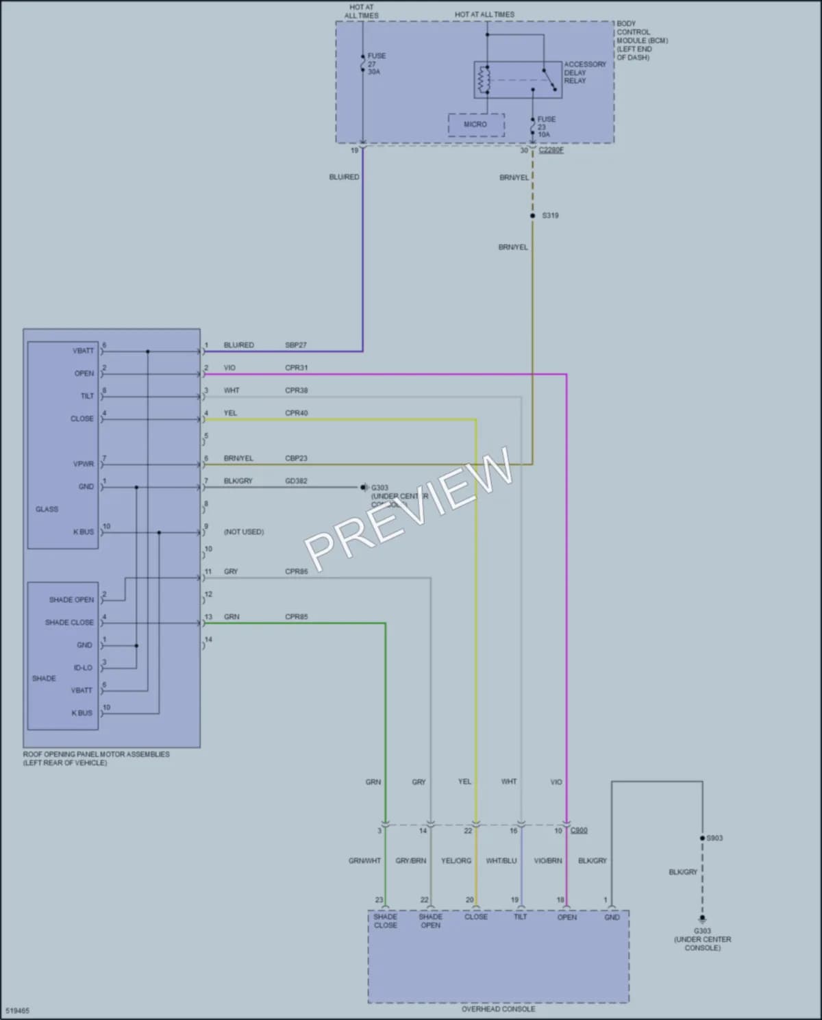 2017 Ford Edge Power Top Sunroof wiring diagram preview