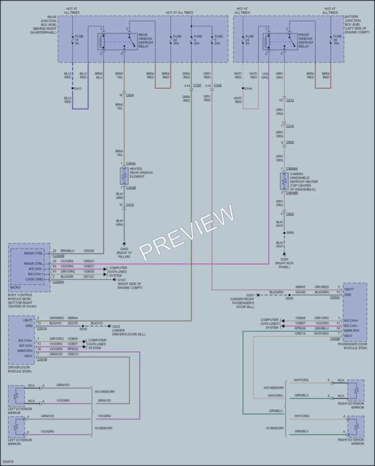2017 Ford Escape Defoggers wiring diagram preview