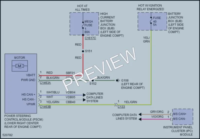 2017 Ford Escape Electronic Power Steering wiring diagram preview