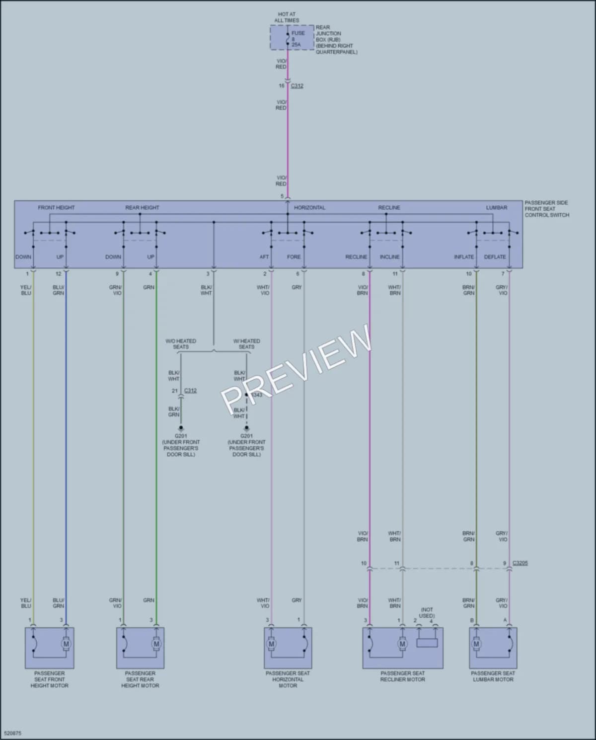 2017 Ford Escape Power Seats wiring diagram preview