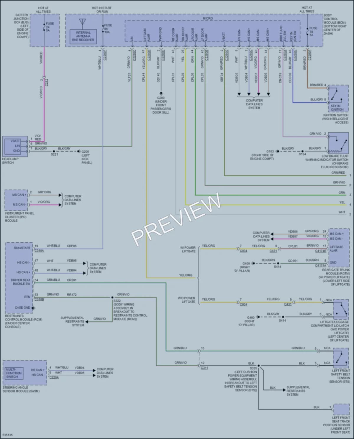 2017 Ford Escape Warning Systems wiring diagram preview