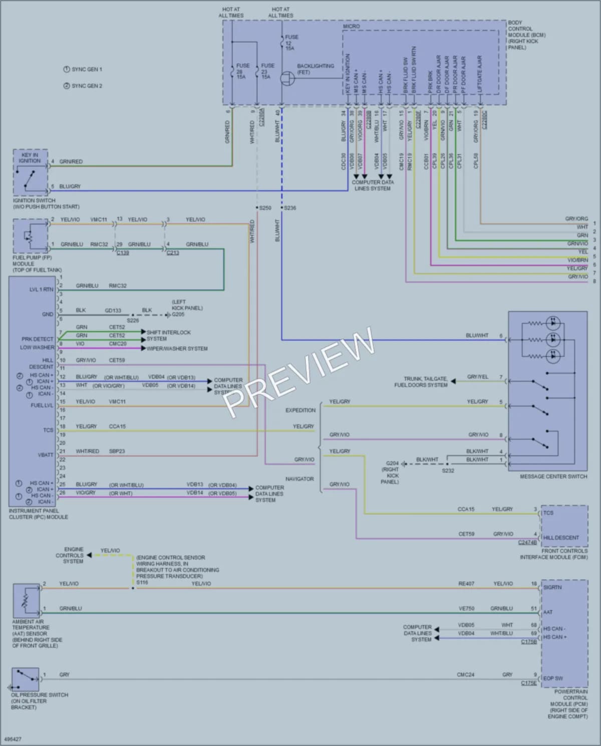 2017 Ford Expedition Instrument Cluster wiring diagram preview