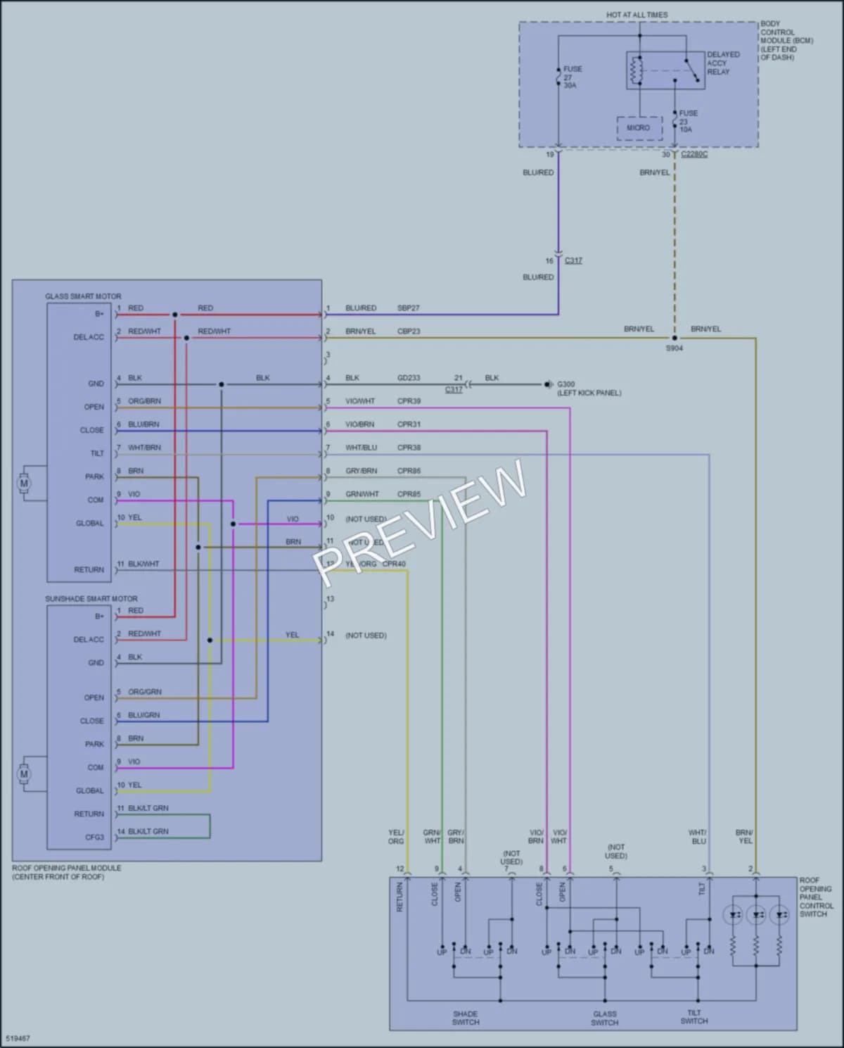 2017 Ford Explorer Power Top Sunroof wiring diagram preview