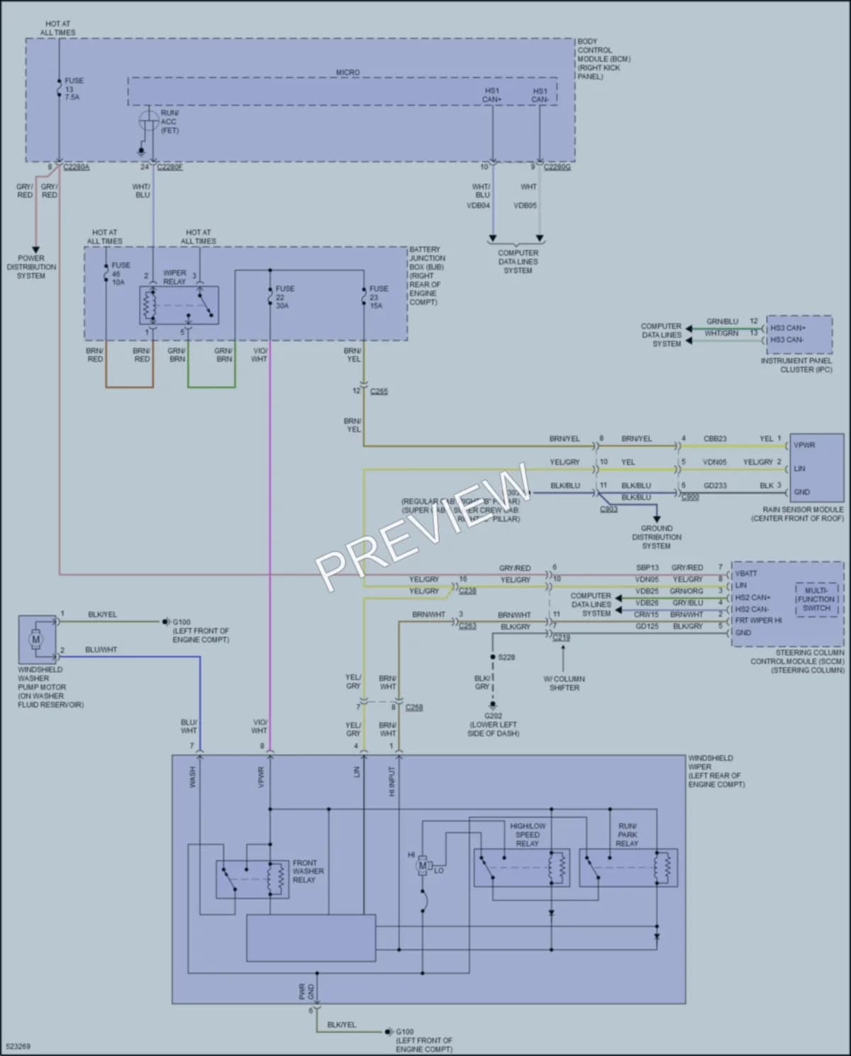 2017 Ford F150 Wiper Washer wiring diagram preview