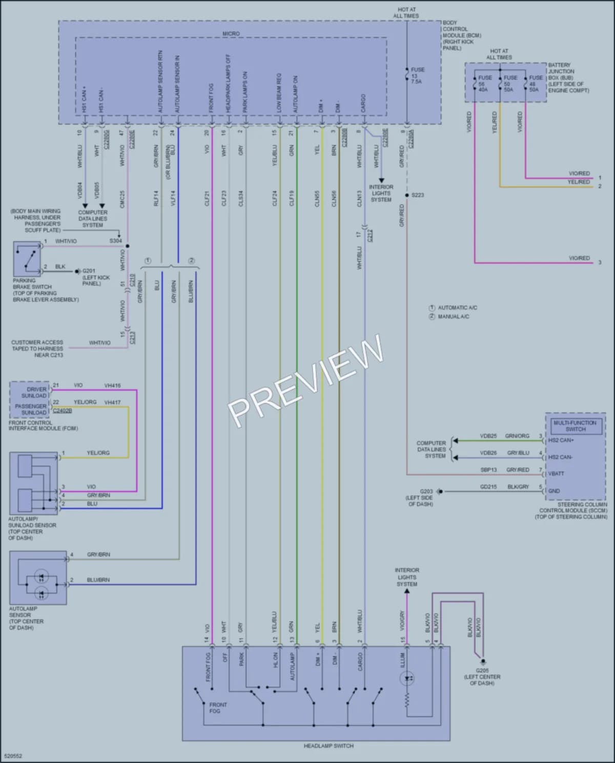 2017 Ford F250SuperDuty Headlights wiring diagram preview