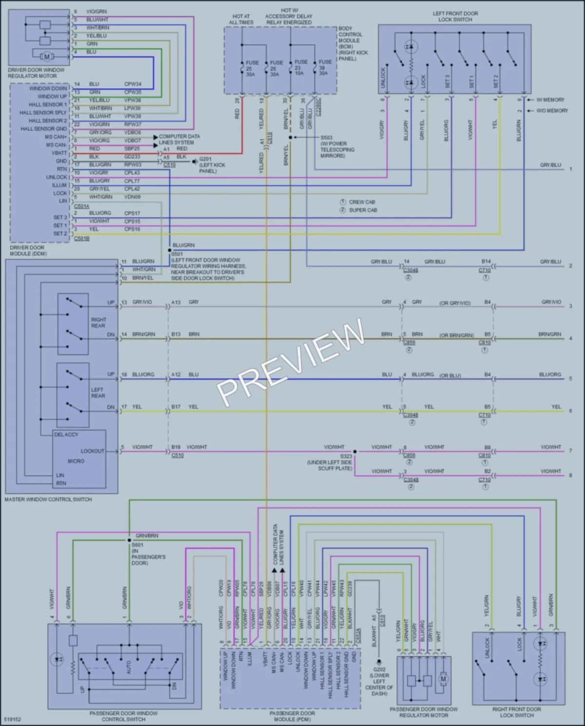 2017 Ford F350SuperDuty Power Windows wiring diagram preview