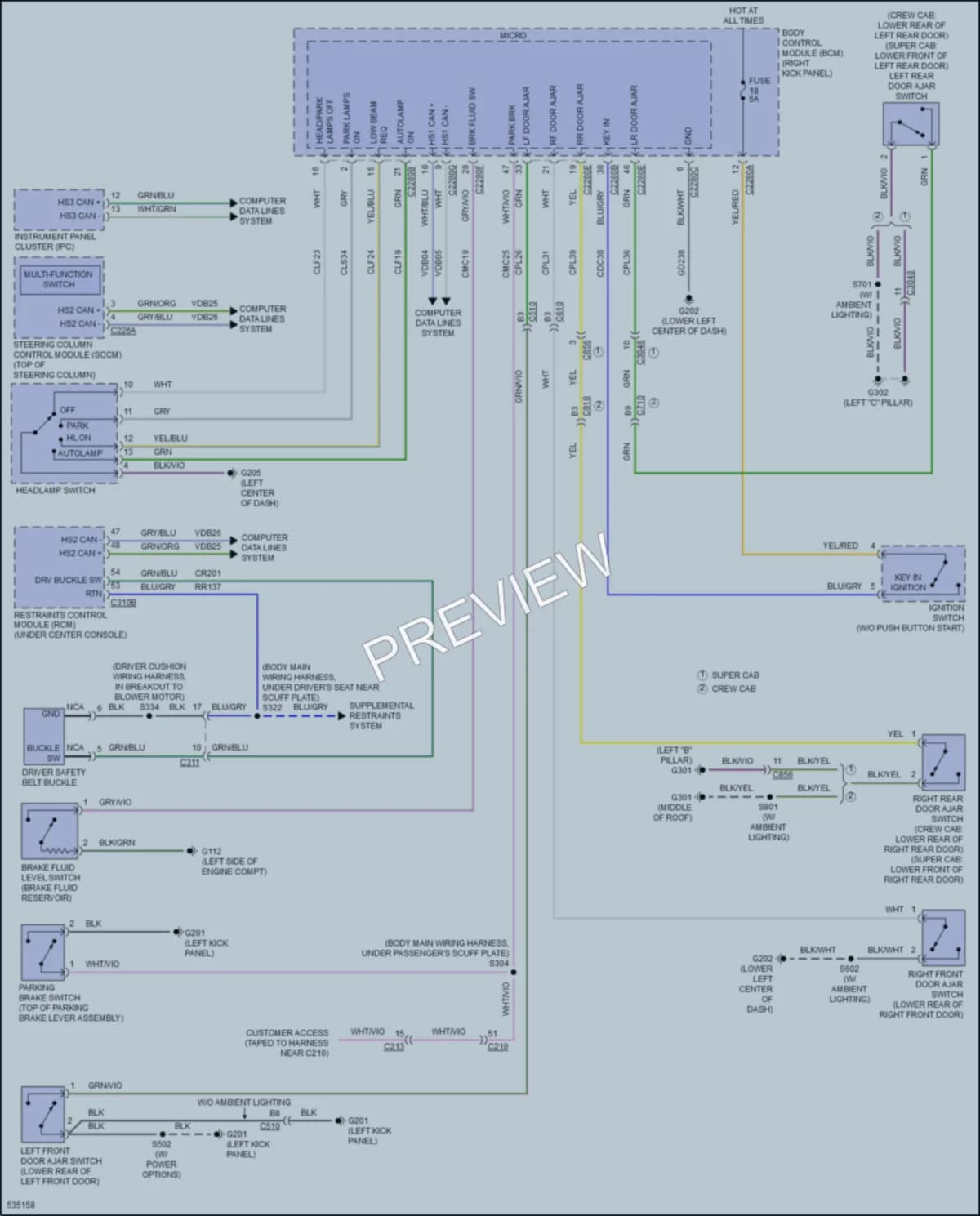 2017 Ford F350SuperDuty Warning Systems wiring diagram preview