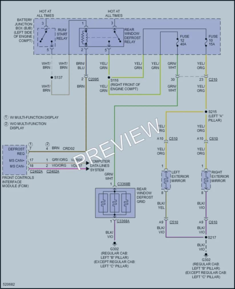 2017 Ford F450SuperDuty Defoggers wiring diagram preview