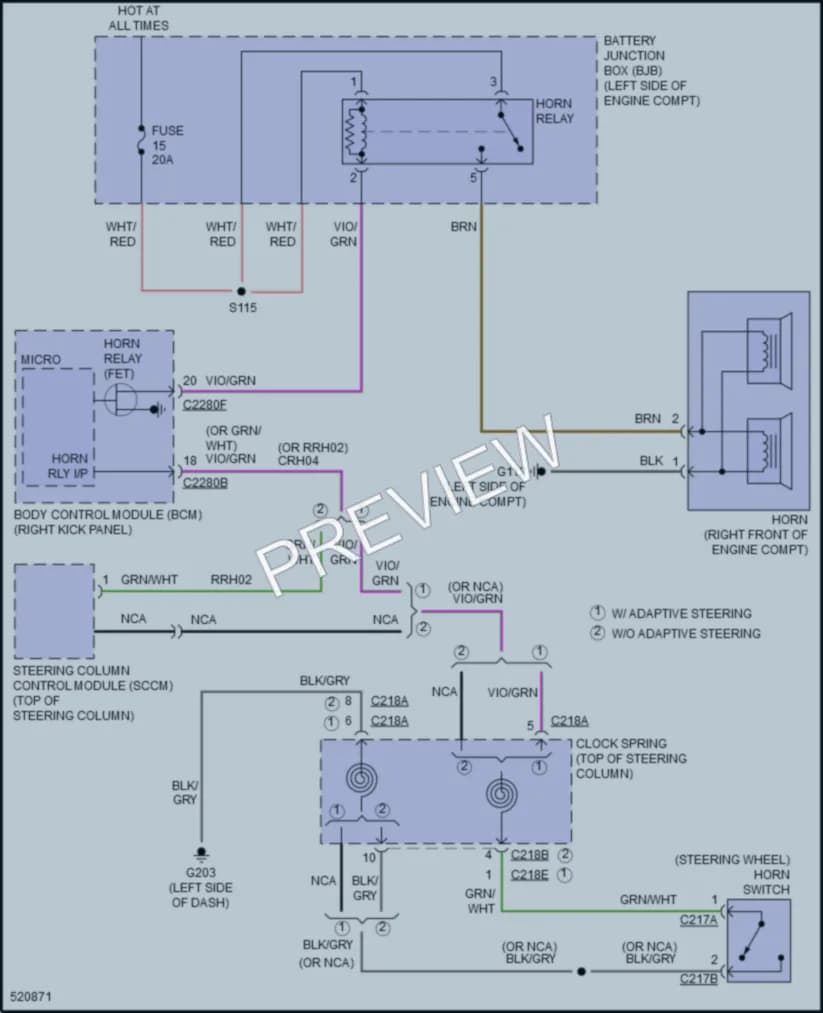 2017 Ford F450SuperDuty Horn wiring diagram preview