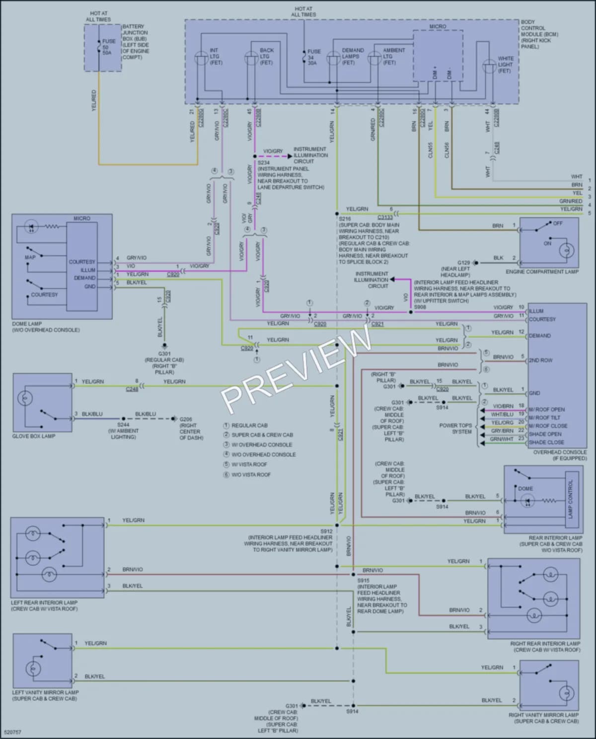 2017 Ford F450SuperDuty Interior Lights wiring diagram preview