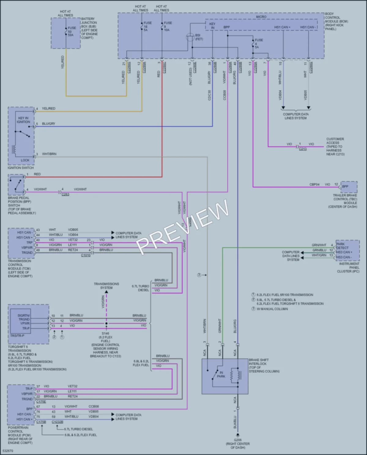 2017 Ford F450SuperDuty Shift Interlock wiring diagram preview