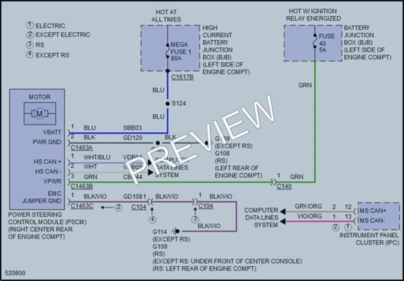 2017 Ford Focus Electronic Power Steering wiring diagram preview