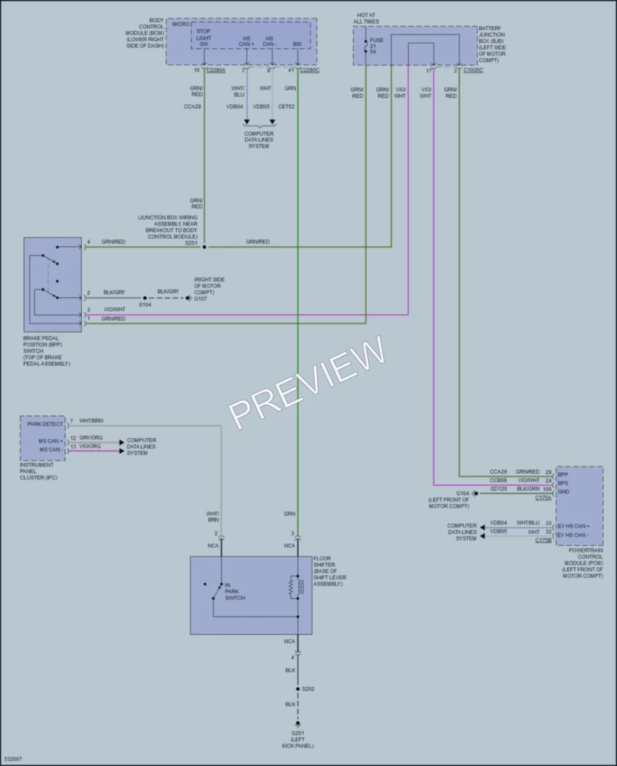 2017 Ford Focus Shift Interlock wiring diagram preview