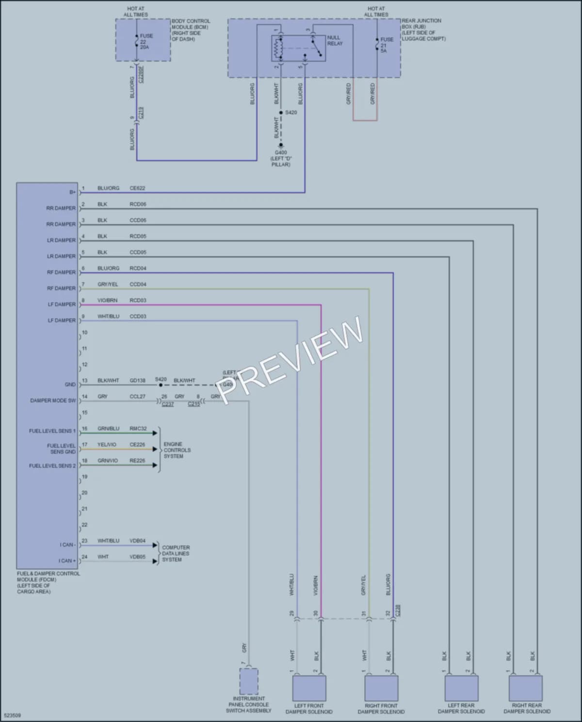 2017 Ford FocusElectric Electronic Suspension wiring diagram preview
