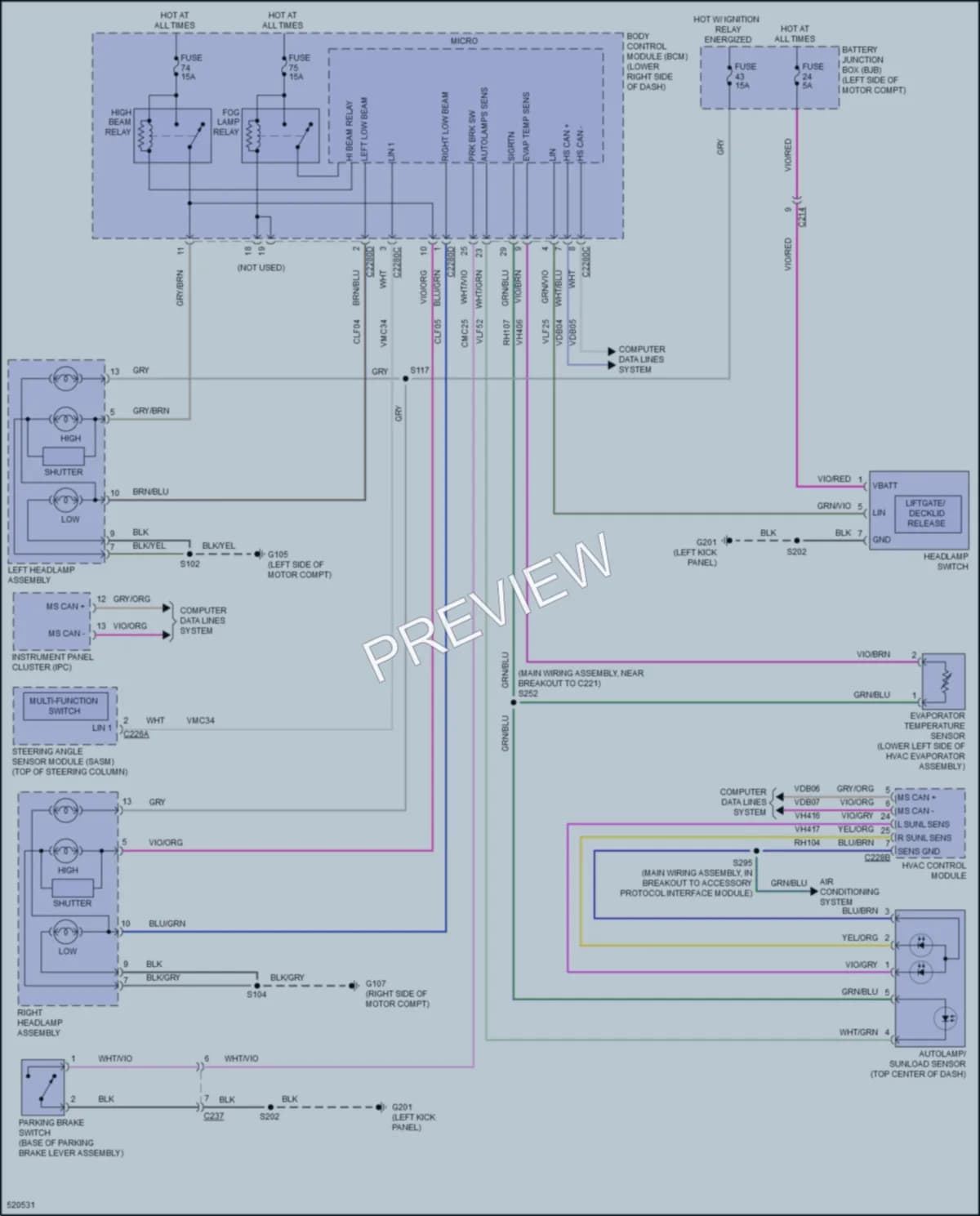 2017 Ford FocusElectric Headlights wiring diagram preview
