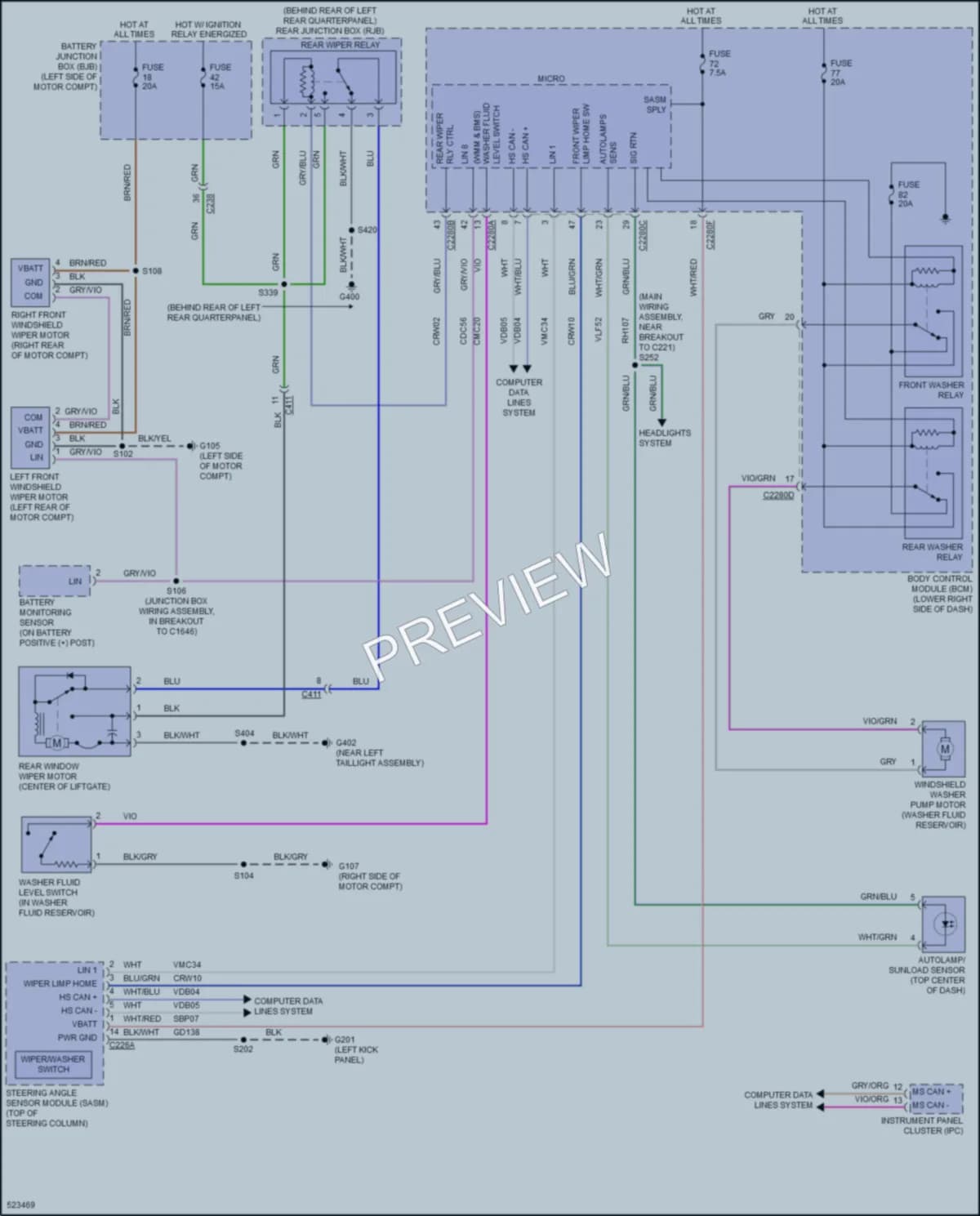 2017 Ford FocusElectric Wiper Washer wiring diagram preview