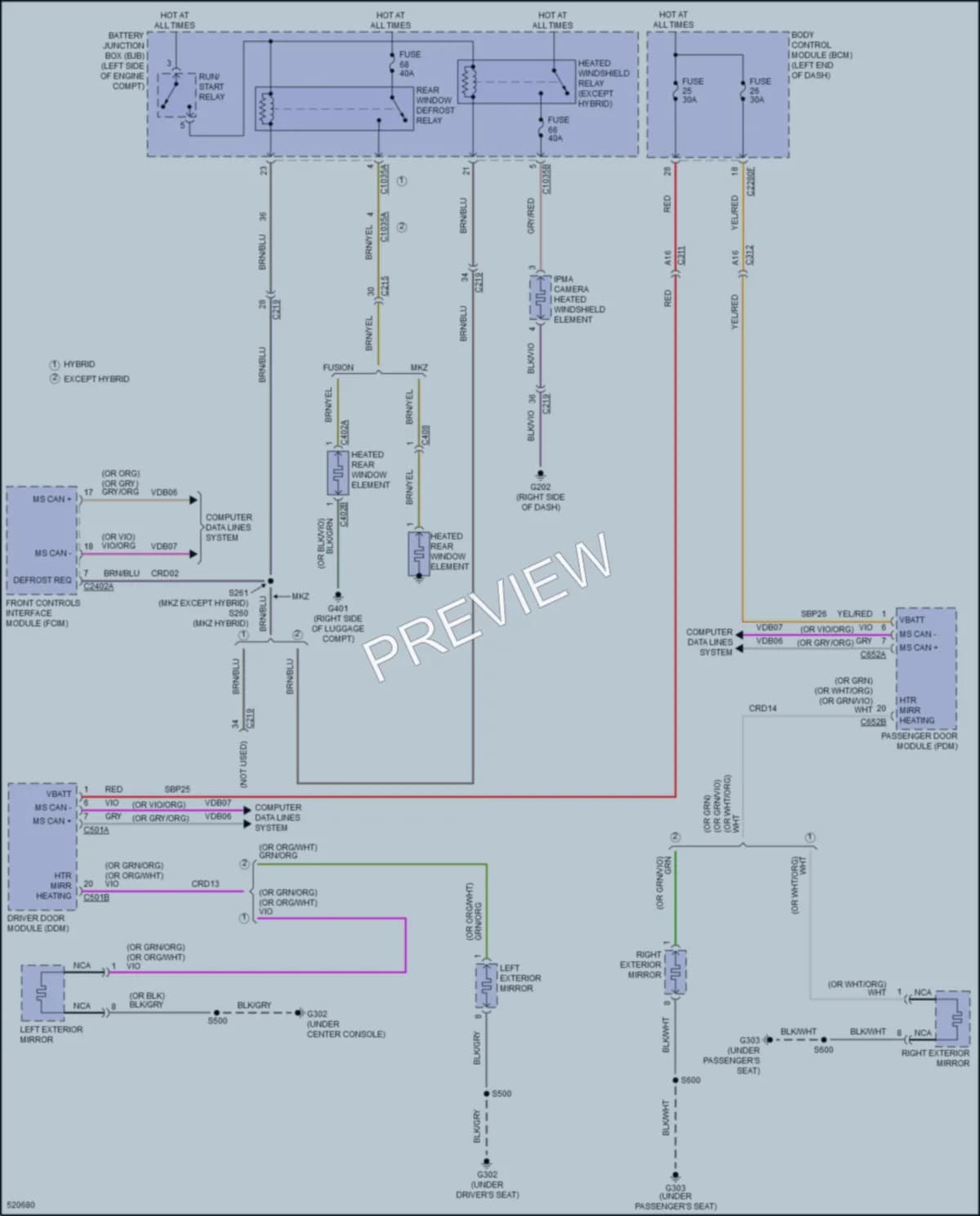 2017 Ford Fusion Defoggers wiring diagram preview