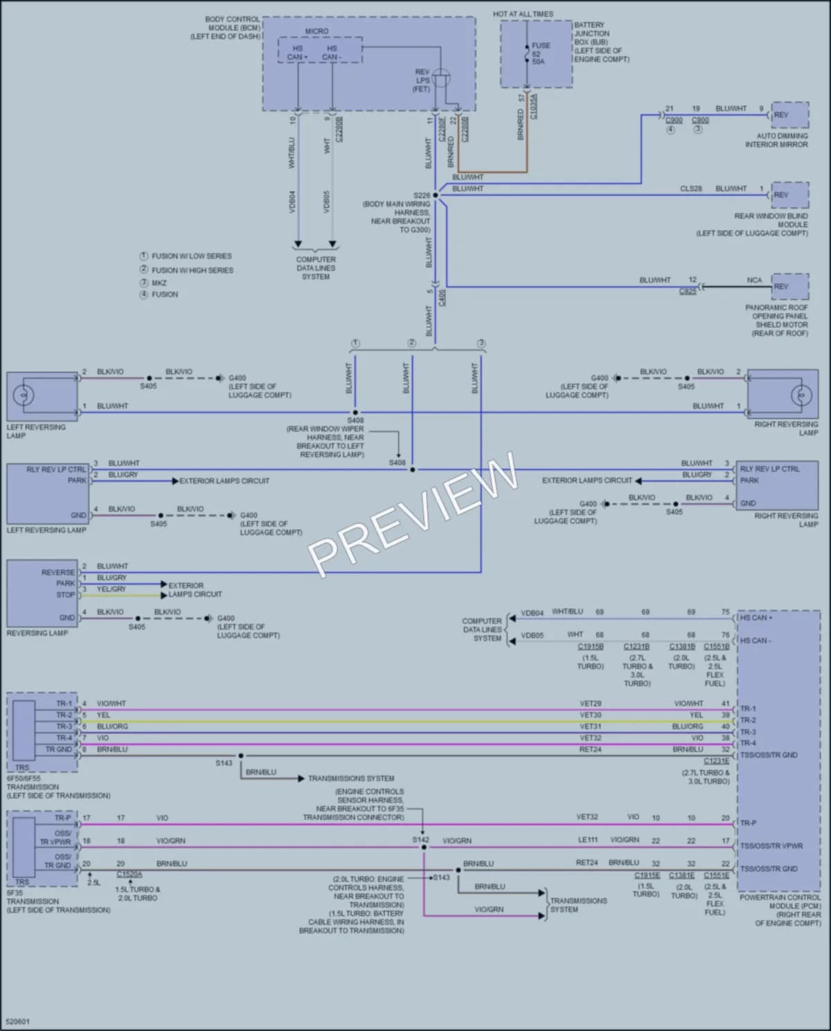 2017 Ford Fusion Exterior Lights wiring diagram preview