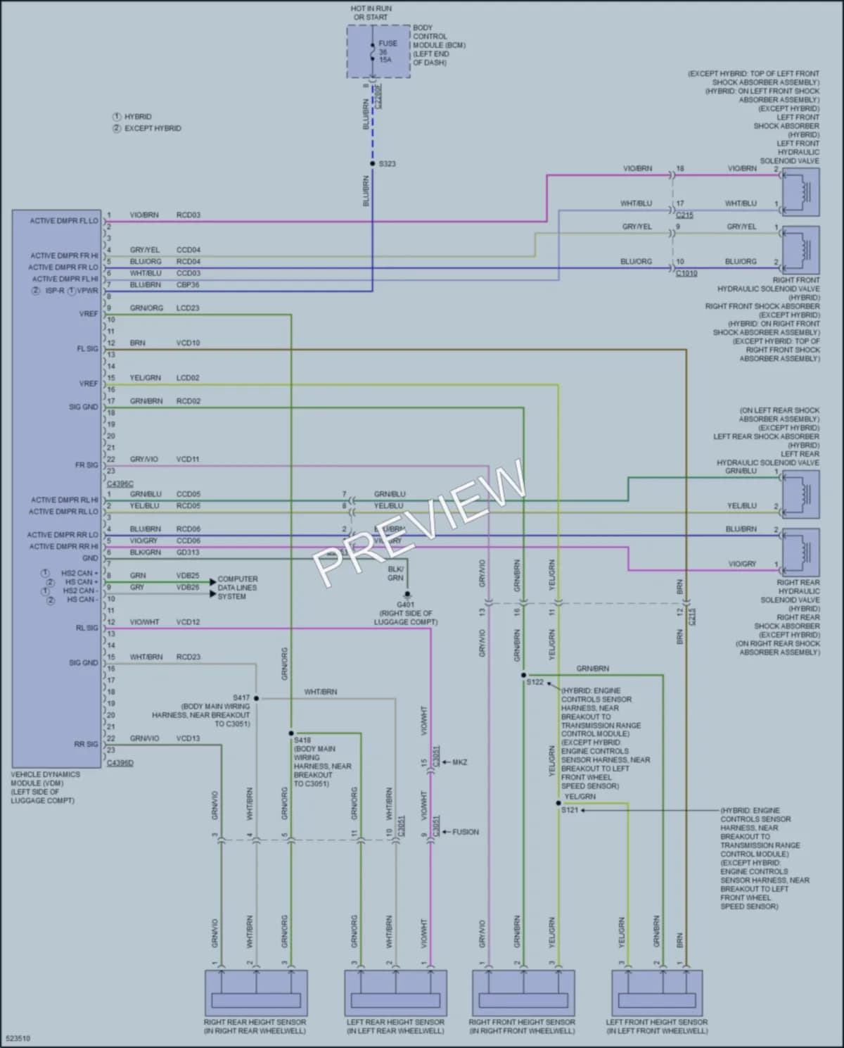 2017 Ford FusionEnergi Electronic Suspension wiring diagram preview