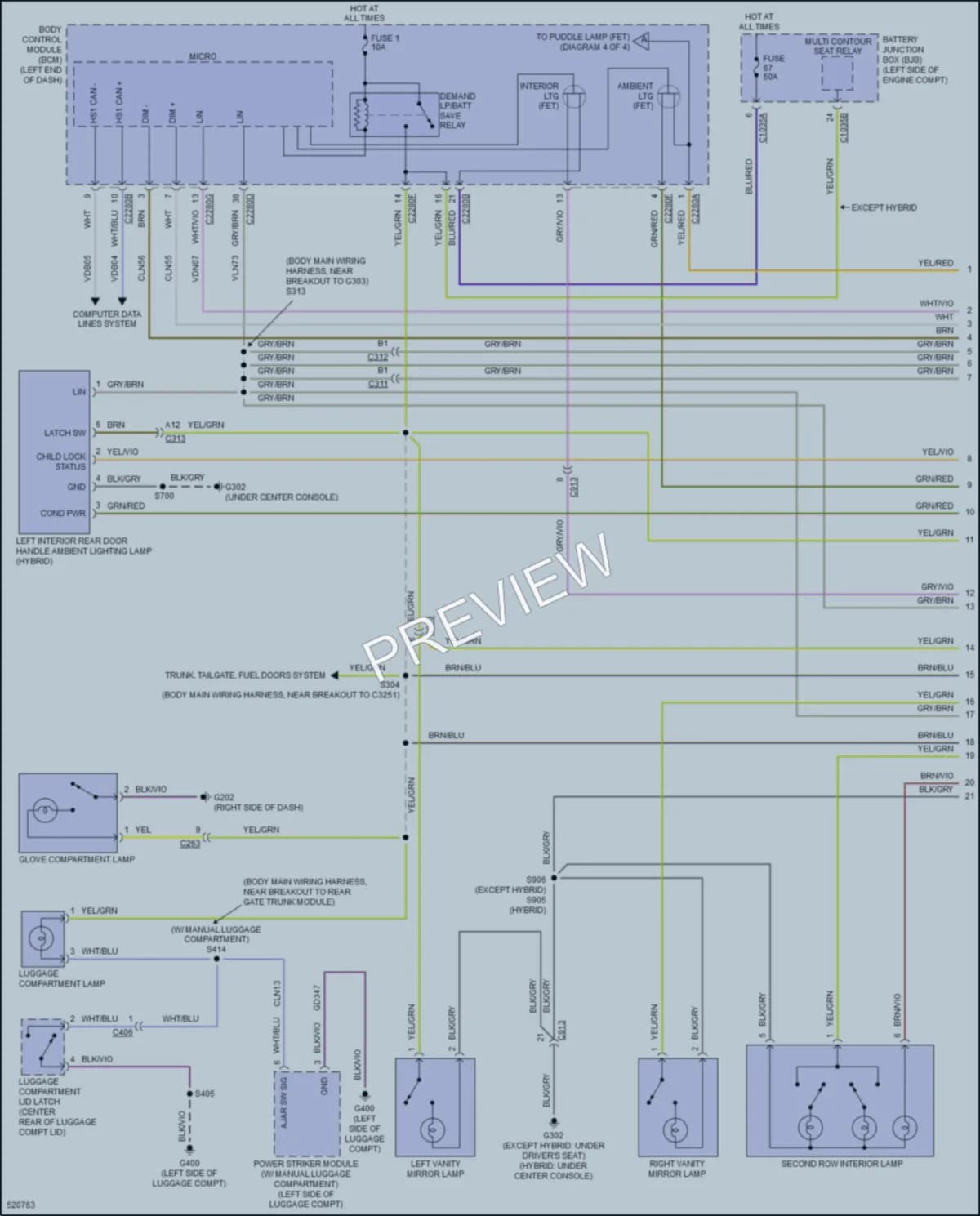 2017 Ford FusionEnergi Interior Lights wiring diagram preview