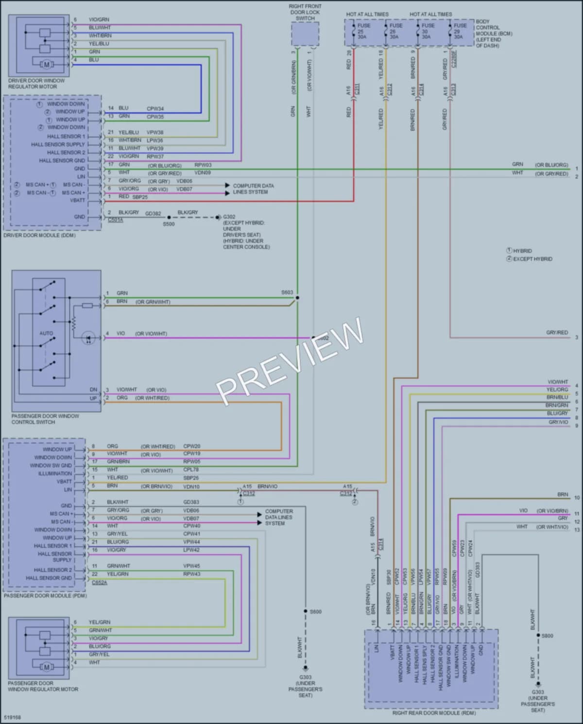 2017 Ford FusionEnergi Power Windows wiring diagram preview