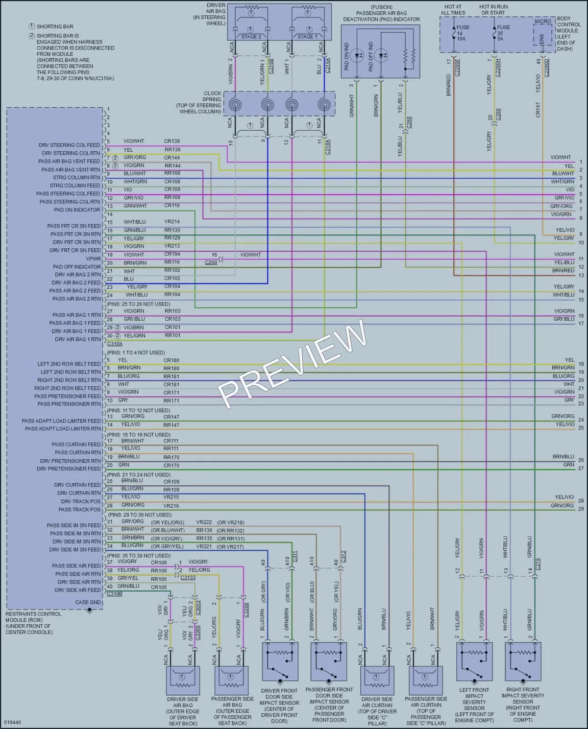 2017 Ford FusionEnergi Supplemental Restraints wiring diagram preview