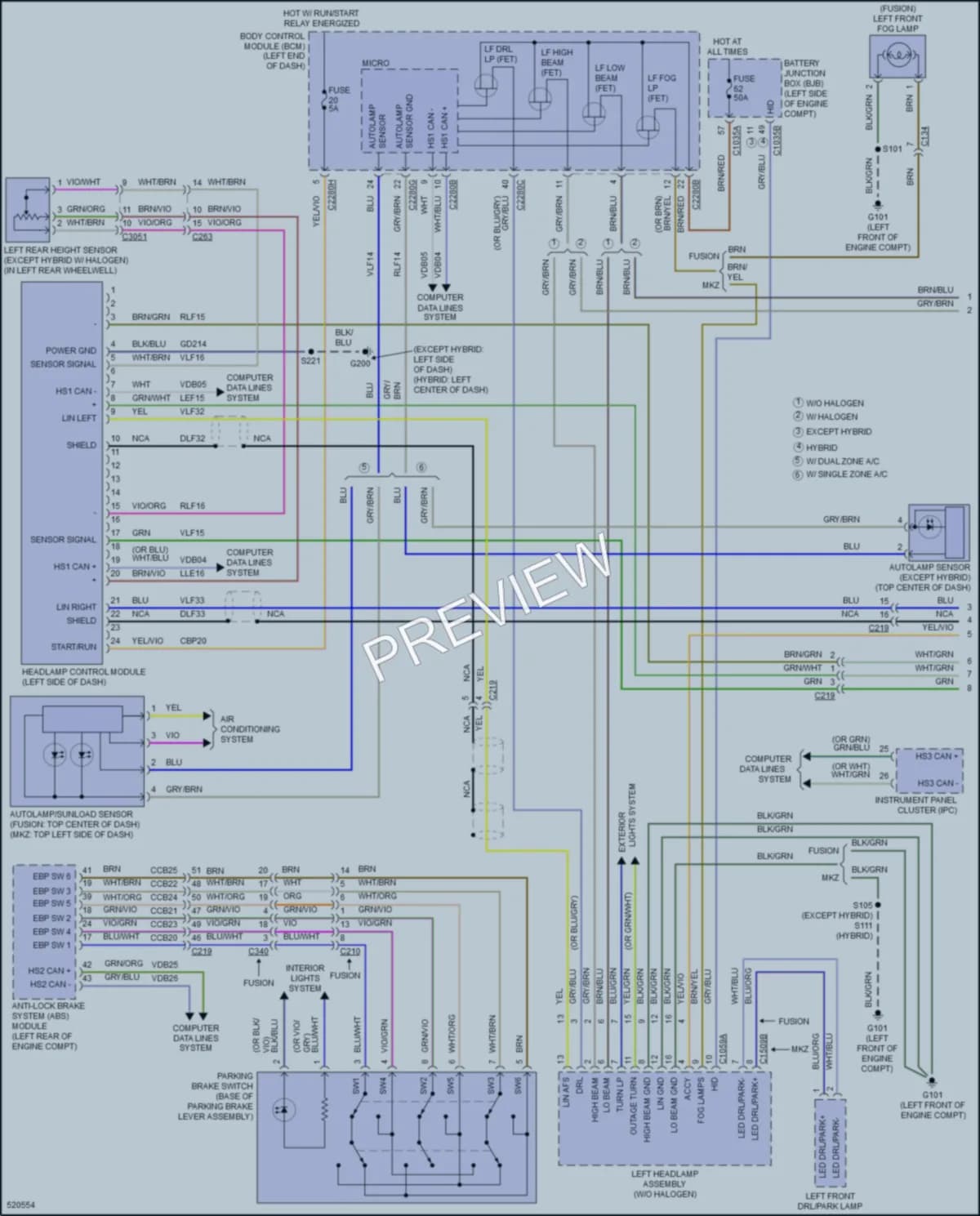2017 Ford FusionHybrid Headlights wiring diagram preview