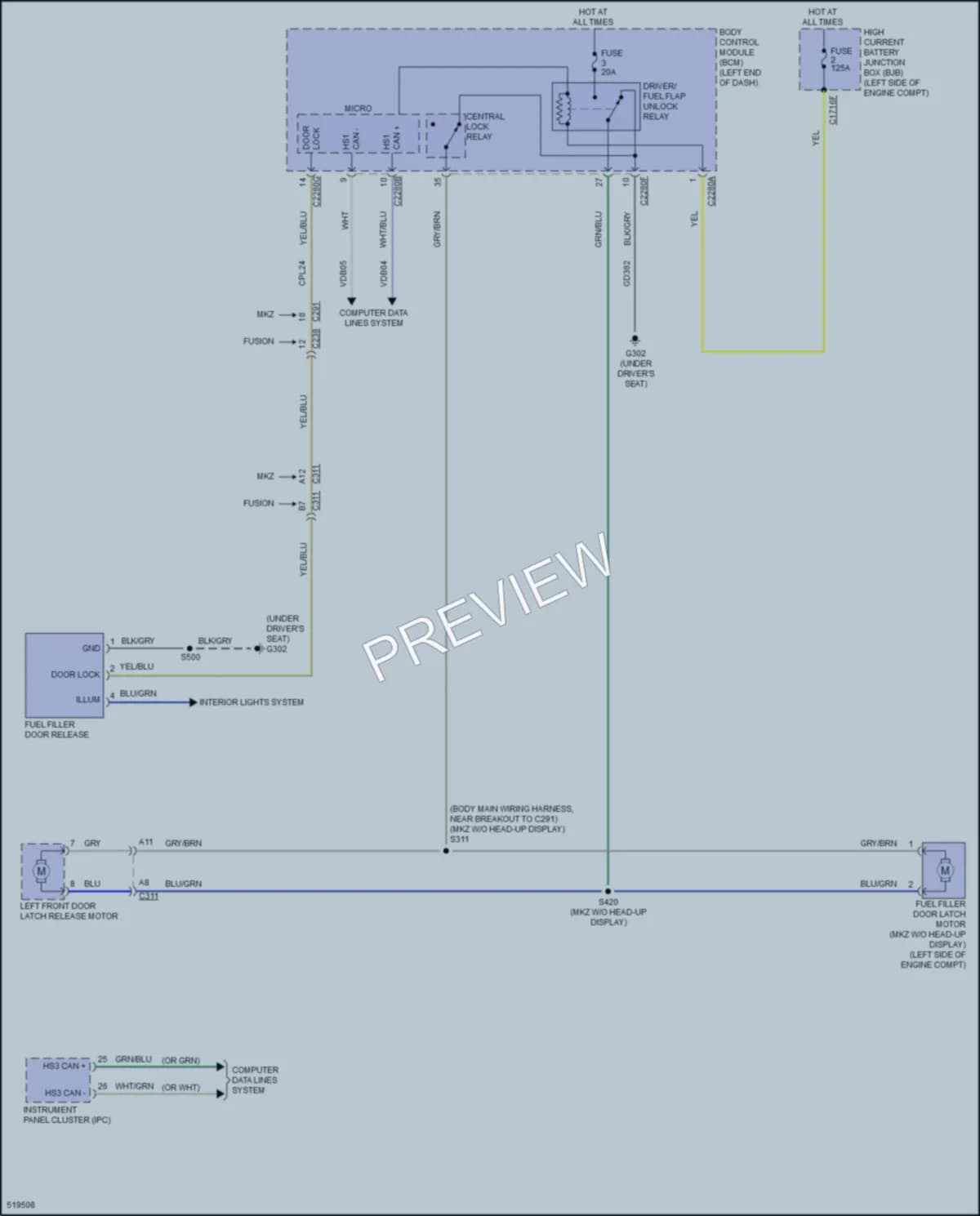 2017 Ford FusionHybrid Trunk Tailgate Fuel Door wiring diagram preview