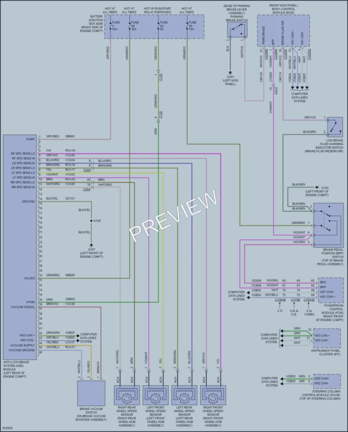 2017 Ford Mustang Anti Lock Brakes wiring diagram preview