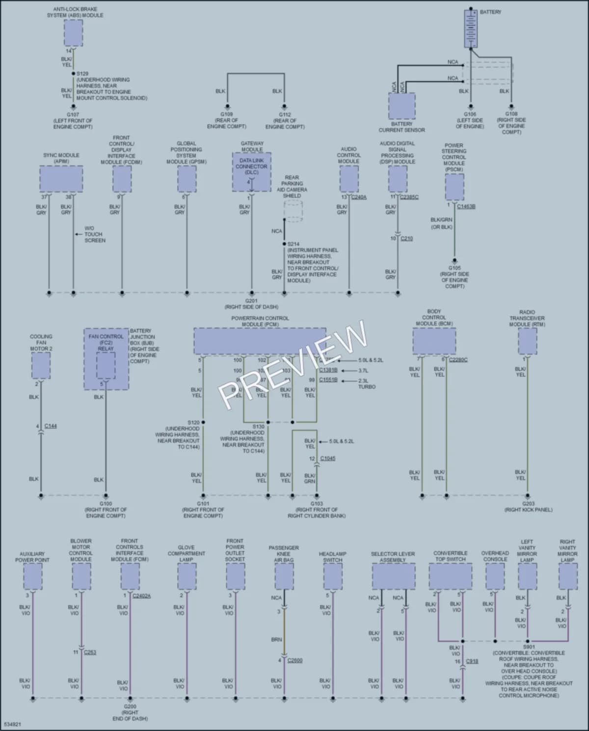 2017 Ford Mustang Ground Distribution wiring diagram preview