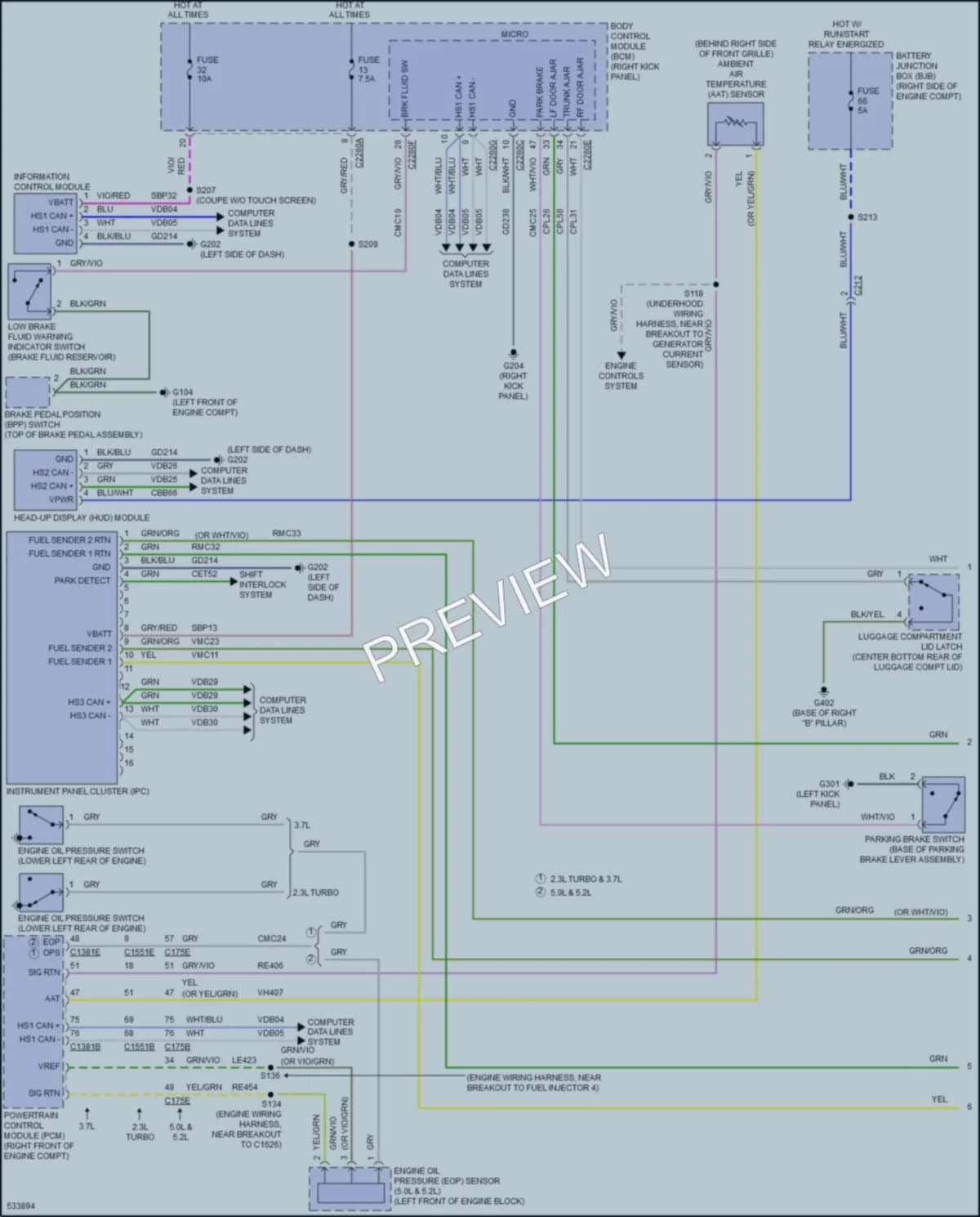 2017 Ford Mustang Instrument Cluster wiring diagram preview