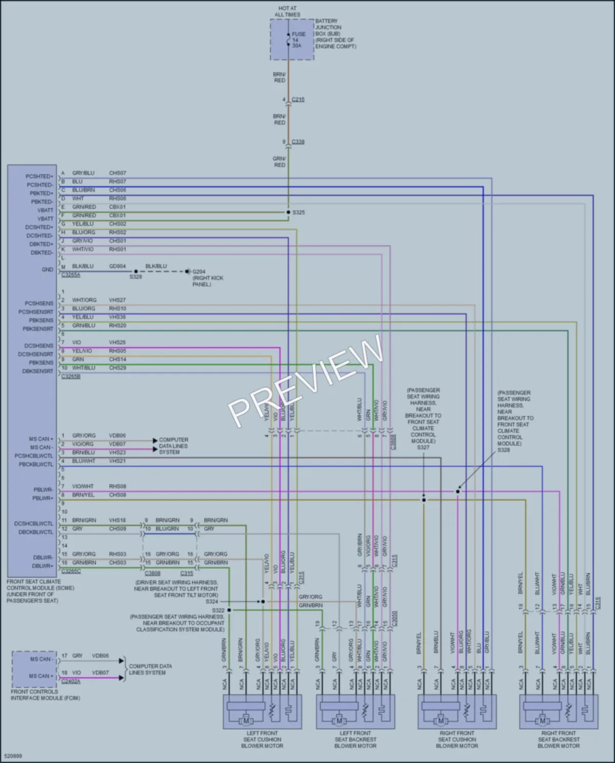 2017 Ford Mustang Power Seats wiring diagram preview