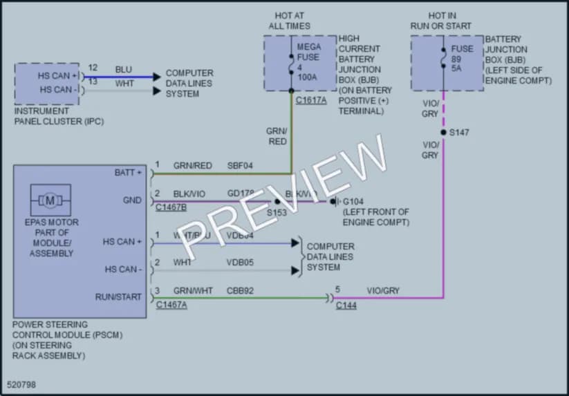 2017 Ford Taurus Electronic Power Steering wiring diagram preview
