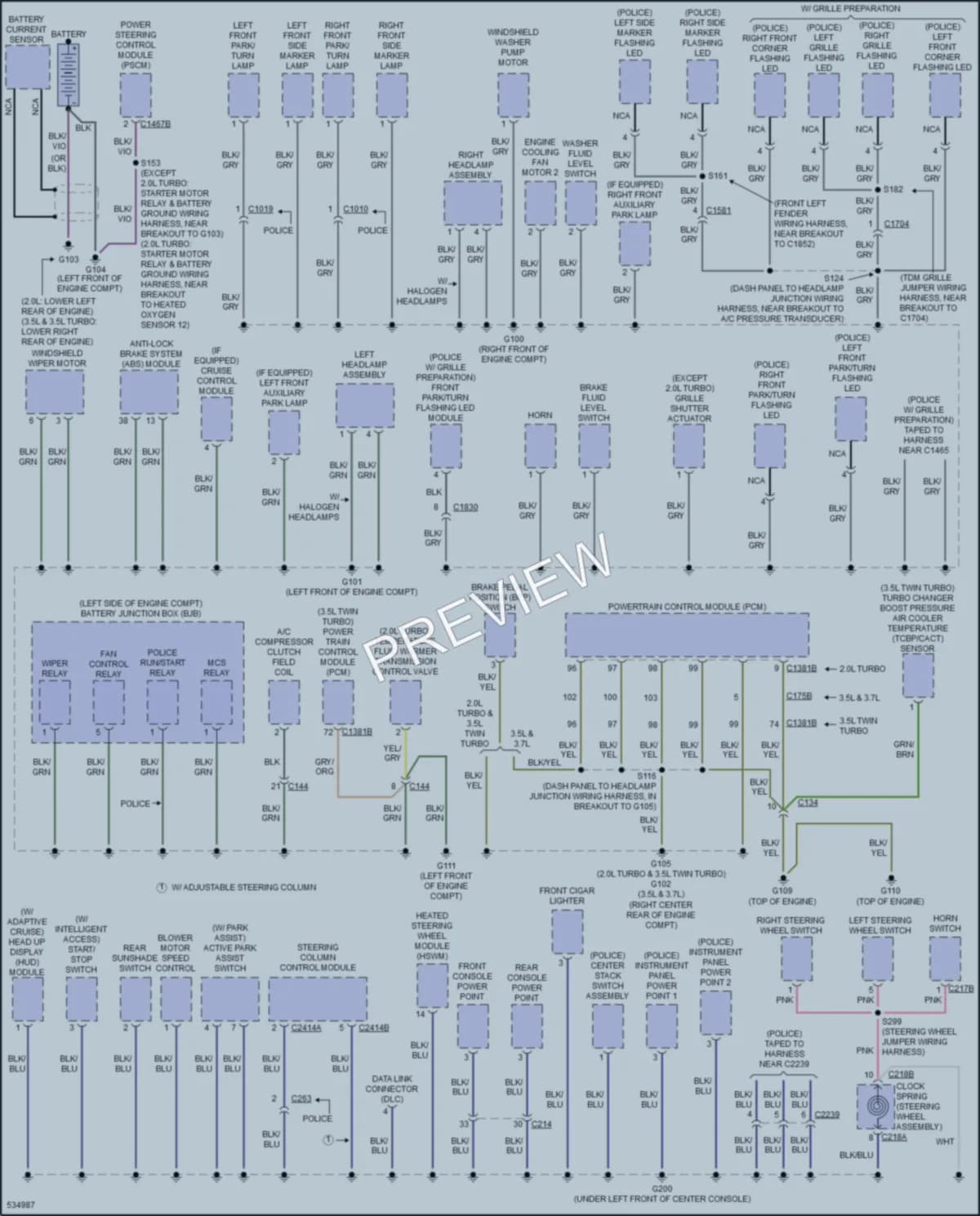 2017 Ford Taurus Ground Distribution wiring diagram preview