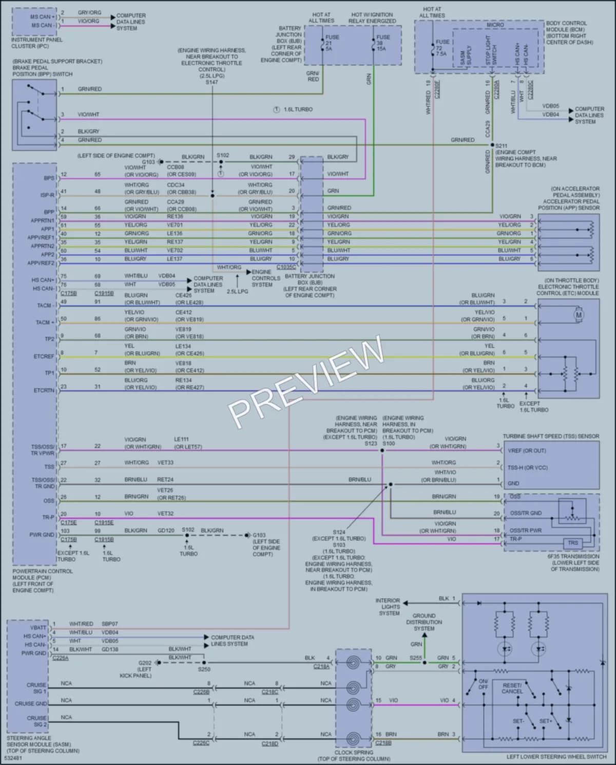 2017 Ford TransitConnect Cruise Control wiring diagram preview