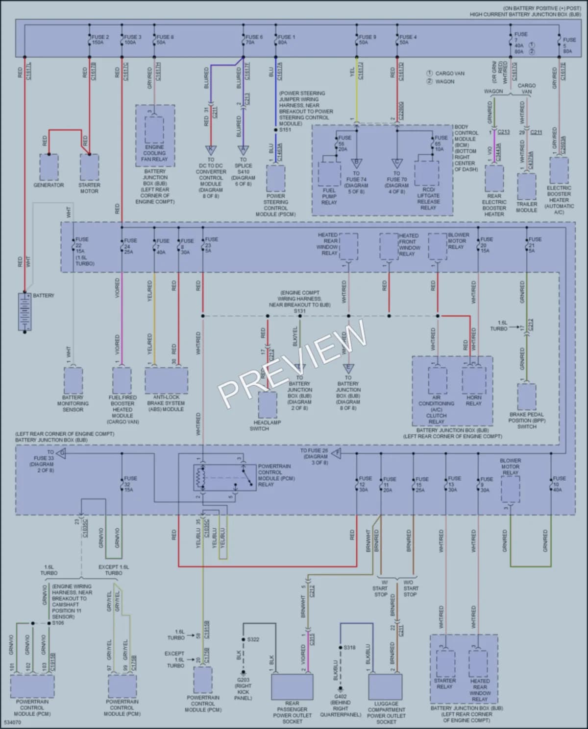 2017 Ford TransitConnect Power Distribution wiring diagram preview