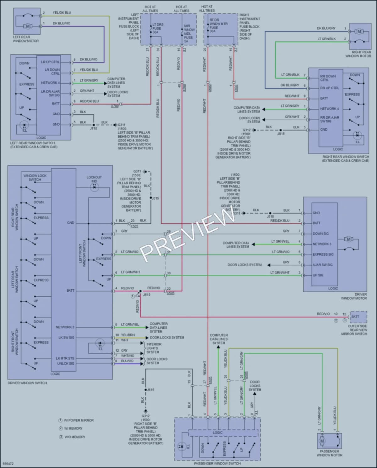 2017 GMC 2500HDSierraDenali Power Windows wiring diagram preview