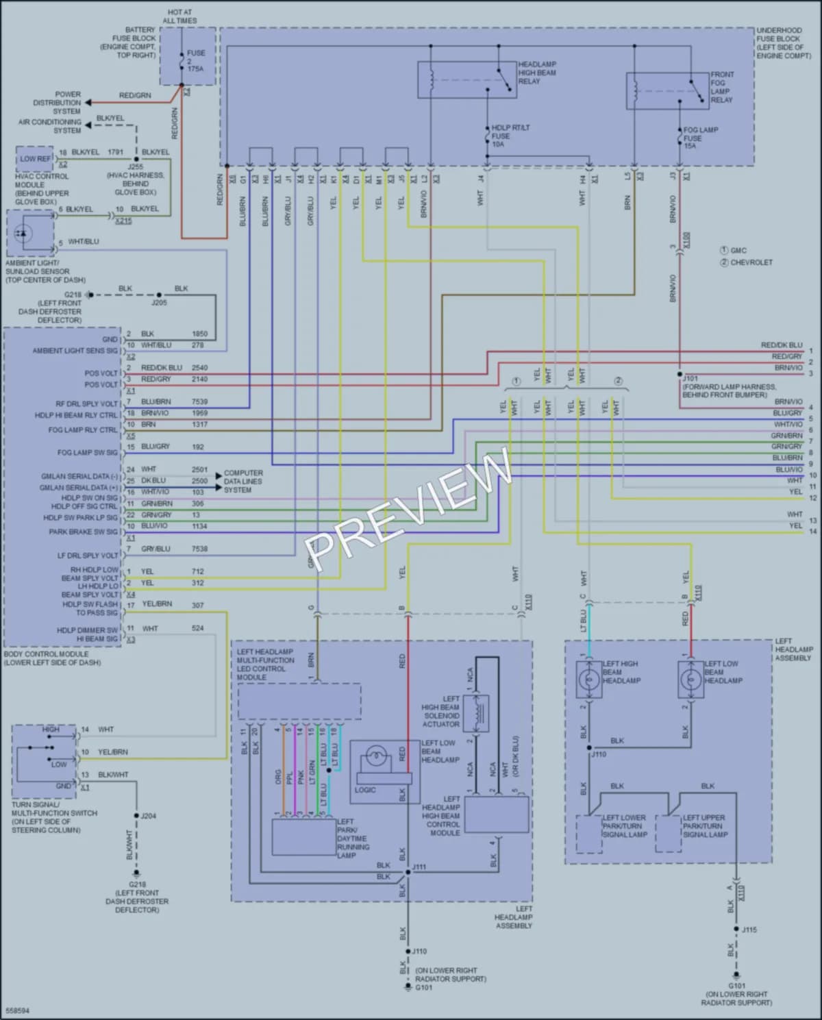 2017 GMC 3500HDSierraDenali Headlights wiring diagram preview
