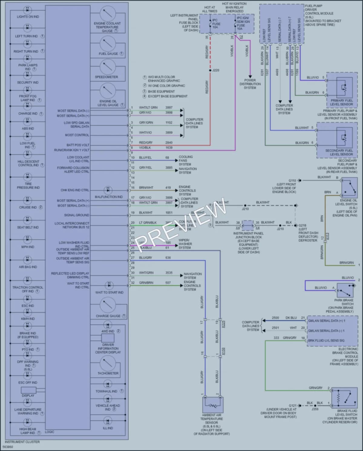 2017 GMC 3500HDSierraDenali Instrument Cluster wiring diagram preview