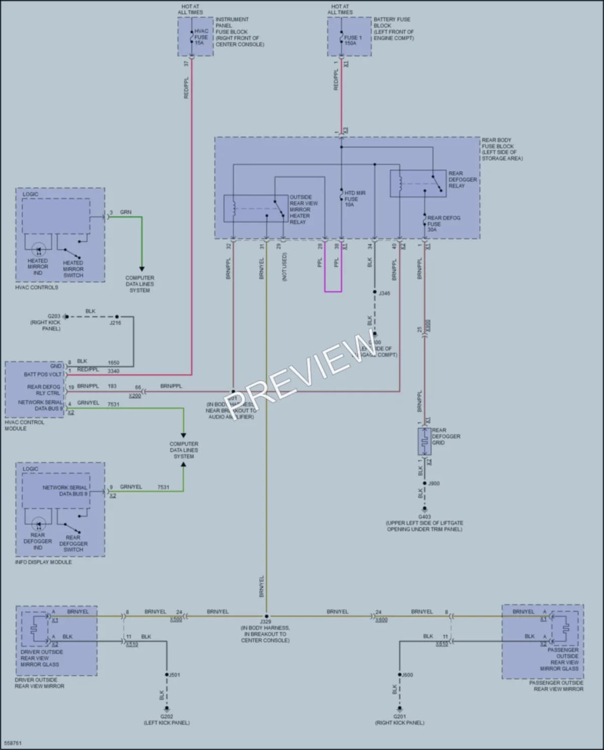 2017 GMC Acadia Defoggers wiring diagram preview