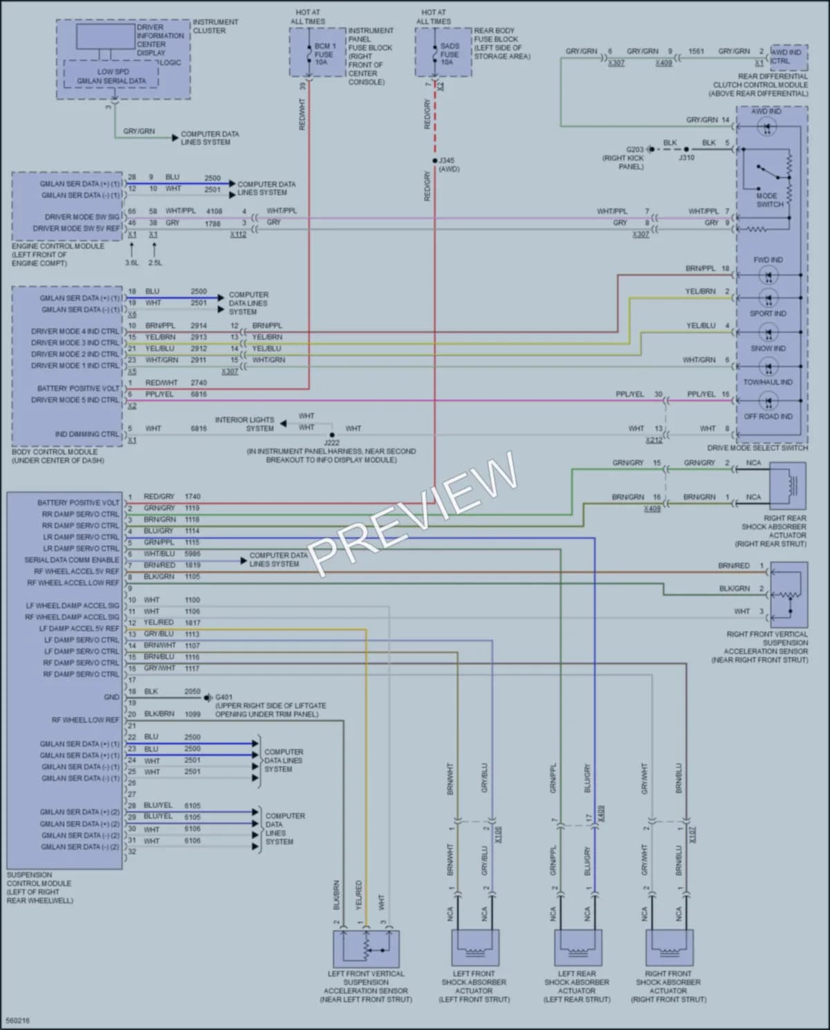 2017 GMC Acadia Electronic Suspension wiring diagram preview