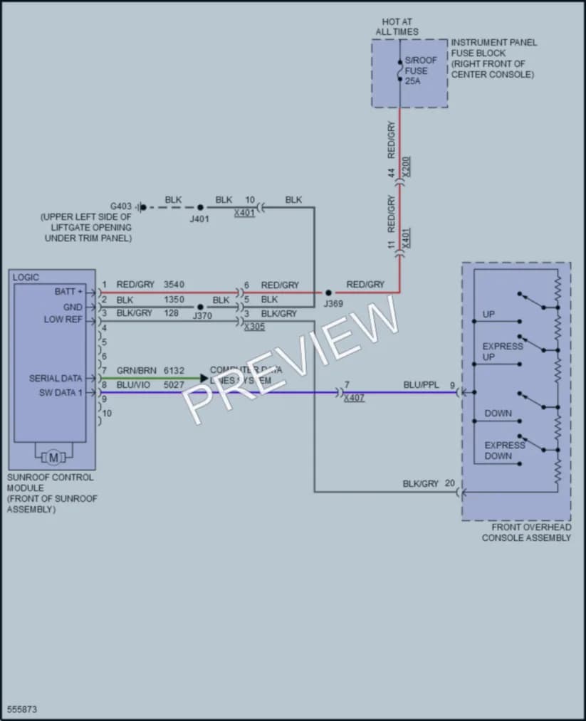 2017 GMC Acadia Power Top Sunroof wiring diagram preview