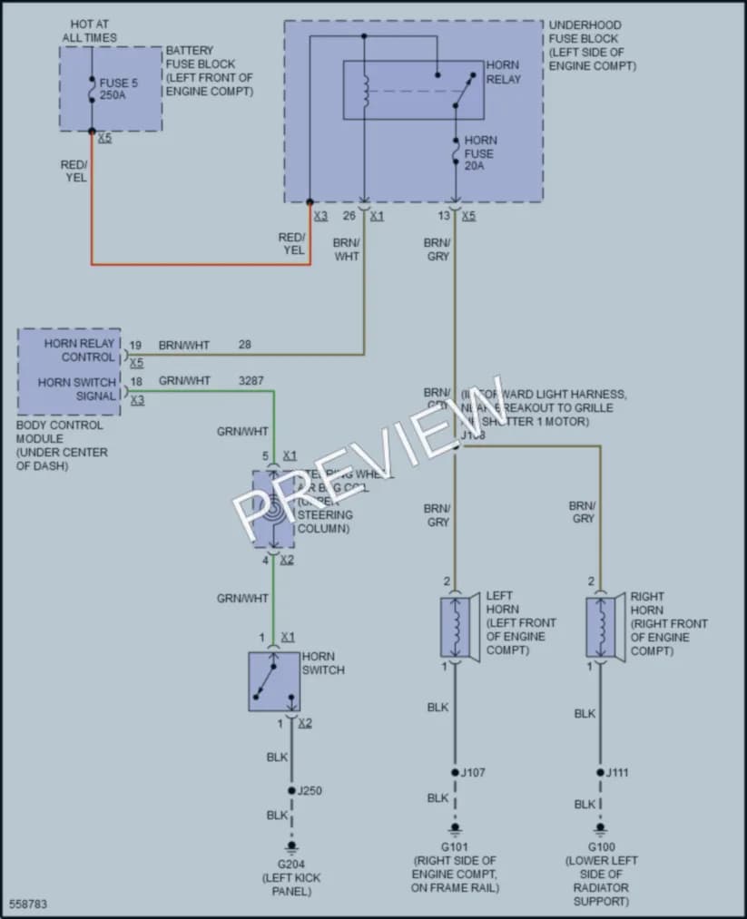 2017 GMC AcadiaDenali Horn wiring diagram preview
