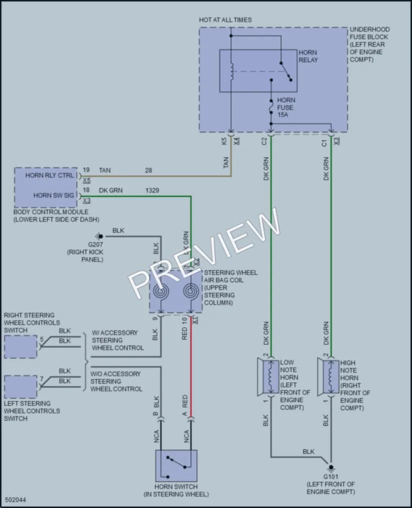 2017 GMC TerrainDenali Horn wiring diagram preview