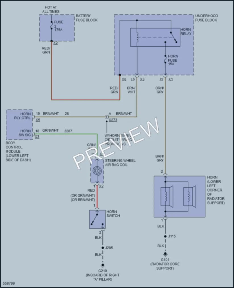 2017 GMC YukonXLDenali Horn wiring diagram preview
