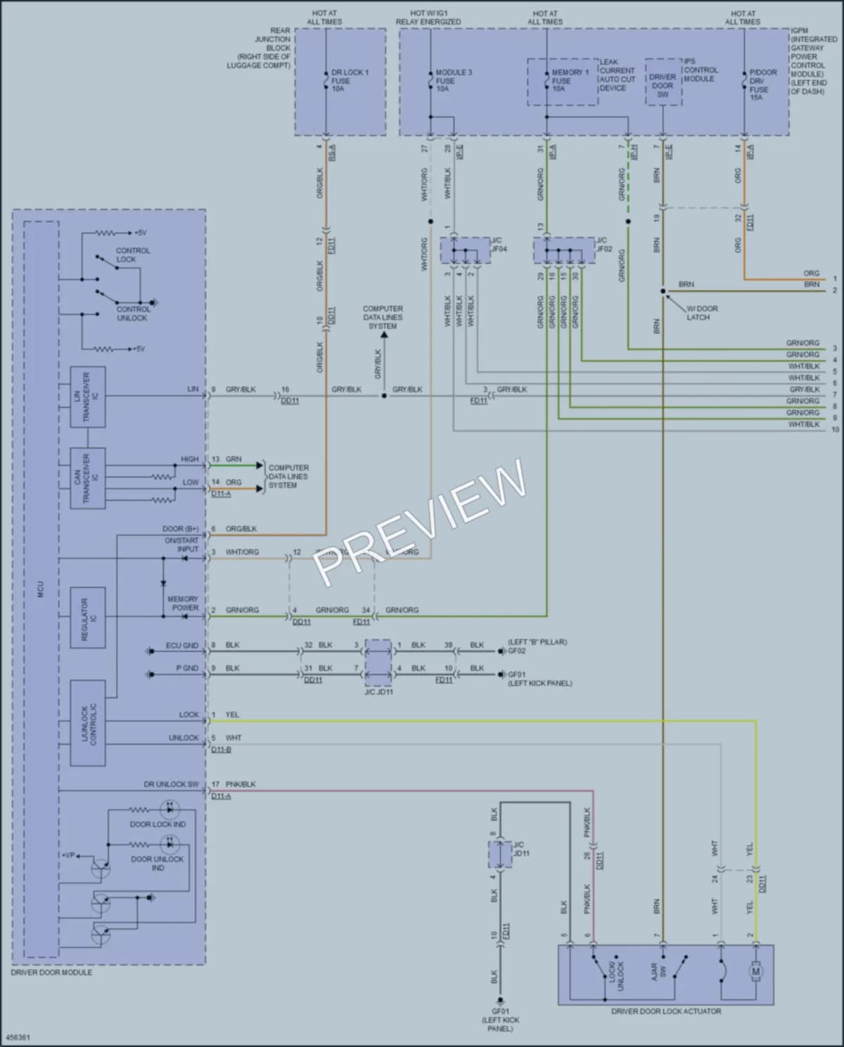 2017 Genesis G80 Power Door Locks wiring diagram preview