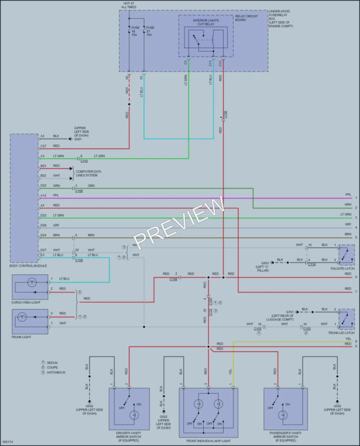 2017 Honda Civic Interior Lights wiring diagram preview