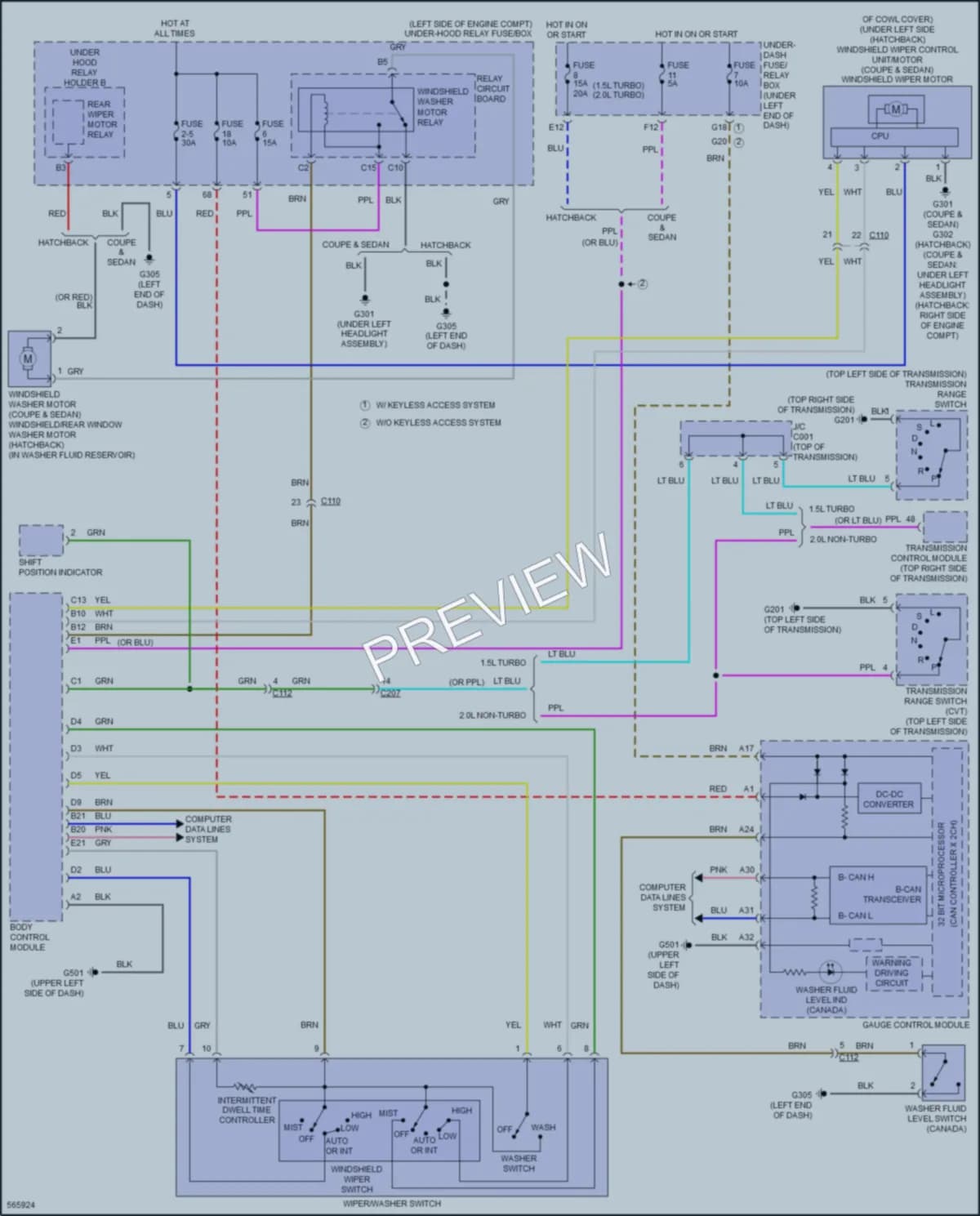 2017 Honda Civic Wiper Washer wiring diagram preview