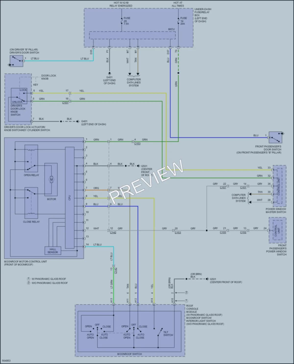 2017 Honda Pilot Power Top Sunroof wiring diagram preview
