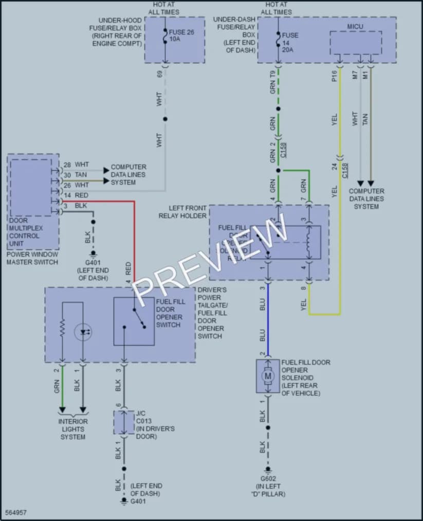 2017 Honda Pilot Trunk Tailgate Fuel Door wiring diagram preview